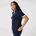 Lacoste פולו גולף מתיחה ספורט נושם DZ4D0D2487 כחול כהה לבן 525 נשים - Image 5