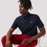 Lacoste פולו גולף נושם במרקם ספורטיבי DZ4D0D70 כחול כהה 166 גברים