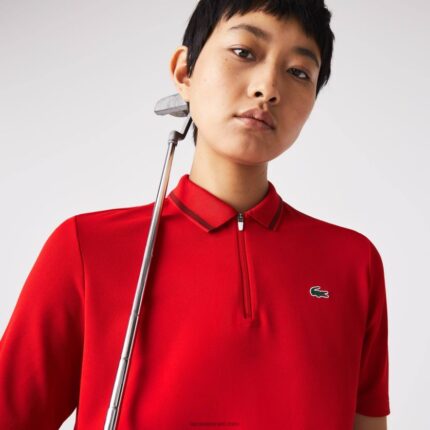 Lacoste פולו גולף צווארון רוכסן ספורט DZ4D0D2465 אדום בורדו z50 נשים