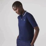 Lacoste פולו גולף צווארון רוכסן ספורט DZ4D0D2466 כחול כהה לבן 525 נשים - Image 2