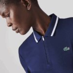 Lacoste פולו גולף צווארון רוכסן ספורט DZ4D0D2466 כחול כהה לבן 525 נשים - Image 4