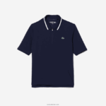 Lacoste פולו גולף צווארון רוכסן ספורט DZ4D0D2466 כחול כהה לבן 525 נשים - Image 5