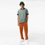 Lacoste פולו הדפס מונוגרמה בהתאמה קלאסית DZ4D0D72 ירוק בז '7m4 גברים - Image 2