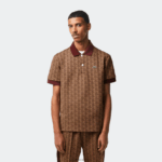 Lacoste פולו הדפס מונוגרמה בהתאמה קלאסית DZ4D0D71 בז' בורדו mkj גברים
