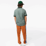Lacoste פולו הדפס מונוגרמה בהתאמה קלאסית DZ4D0D72 ירוק בז '7m4 גברים - Image 3