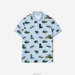 Lacoste פולו הדפס תנין בכושר רגיל DZ4D0D629 כחול לבן אייפ גברים