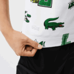 Lacoste פולו הדפס תנין בכושר רגיל DZ4D0D630 לבן sbh גברים - Image 4