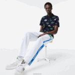 Lacoste פולו הדפס תנין בכושר רגיל DZ4D0D631 כחול כהה לבן qrn גברים