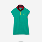 Lacoste פולו טניס ספורטיבי עם צווארון גבוה DZ4D0D2500 ירוק נייבי כחול אדום sr9 נשים - Image 4