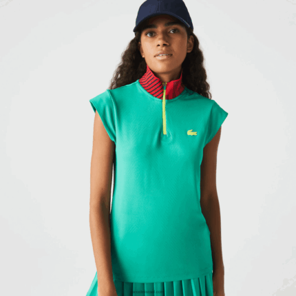 Lacoste פולו טניס ספורטיבי עם צווארון גבוה DZ4D0D2500 ירוק נייבי כחול אדום sr9 נשים