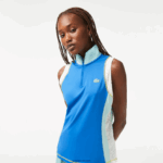 Lacoste פולו טניס עם צווארון רוכסן ללא שרוולים DZ4D0D2358 כחול בהיר ירוק לבן 7sv נשים - Image 2
