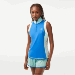 Lacoste פולו טניס עם צווארון רוכסן ללא שרוולים DZ4D0D2358 כחול בהיר ירוק לבן 7sv נשים