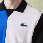 Lacoste פולו טניס פיקה יבש במיוחד DZ4D0D786 שחור כחול לבן 7ke גברים - Image 4