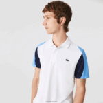 Lacoste פולו טניס פיקה עמיד בריצה בכושר רגיל DZ4D0D556 לבן כחול כהה 5yp גברים