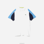 Lacoste פולו טניס פיקה עמיד בריצה בכושר רגיל DZ4D0D556 לבן כחול כהה 5yp גברים - Image 4