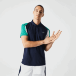 Lacoste פולו טניס פיקה עמיד בריצה בכושר רגיל DZ4D0D557 כחול כהה ירוק לבן yj2 גברים