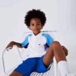 Lacoste פולו טניס פרטני רשת בכושר רגיל DZ4D0D3168 לבן כחול כהה סגול 6hu בנים