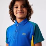 Lacoste פולו טניס פרטני רשת בכושר רגיל DZ4D0D3169 ירוק כחול צהוב y31 בנים