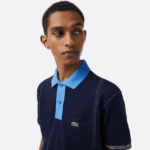 Lacoste פולו כותנה אורגנית בשני גוונים DZ4D0D262 כחול כהה f65 גברים - Image 2