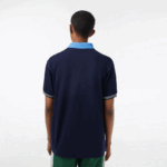 Lacoste פולו כותנה אורגנית בשני גוונים DZ4D0D262 כחול כהה f65 גברים - Image 3