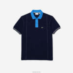 Lacoste פולו כותנה אורגנית בשני גוונים DZ4D0D262 כחול כהה f65 גברים - Image 4