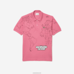 Lacoste פולו כותנה אורגנית מודפסת l.12.12 מקורית DZ4D0D113 ורוד 2r3 גברים