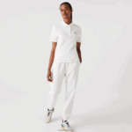 Lacoste פולו כותנה אורגנית מפוספסת בכושר רגיל DZ4D0D2503 לבן 70V נשים - Image 2
