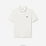Lacoste פולו כותנה אורגנית מפוספסת בכושר רגיל DZ4D0D2503 לבן 70V נשים - Image 5