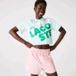 Lacoste פולו כותנה אורגנית עם הדפס קצר בגזרה משוחררת DZ4D0D2526 טורקיז nre נשים - Image 2