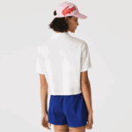 Lacoste פולו כותנה אורגנית עם הדפס קצר בגזרה משוחררת DZ4D0D2525 לבן 70V נשים - Image 3