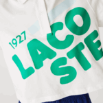 Lacoste פולו כותנה אורגנית עם הדפס קצר בגזרה משוחררת DZ4D0D2525 לבן 70V נשים - Image 4