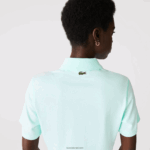 Lacoste פולו כותנה אורגנית עם הדפס קצר בגזרה משוחררת DZ4D0D2526 טורקיז nre נשים - Image 6