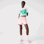 Lacoste פולו כותנה אורגנית עם הדפס קצר בגזרה משוחררת DZ4D0D2526 טורקיז nre נשים