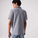 Lacoste פולו כותנה בגזרת פסים בהתאמה רגילה DZ4D0D873 כחול כהה לבן bdv גברים - Image 2
