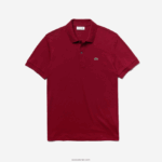Lacoste פולו כותנה פימה בכושר רגיל DZ4D0D258 בורדו 476 גברים - Image 3
