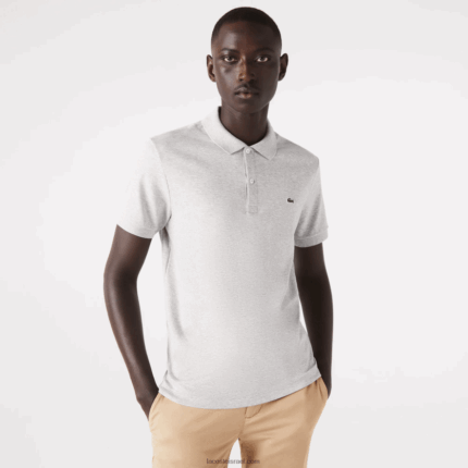 Lacoste פולו כותנה פימה בכושר רגיל DZ4D0D798 chine אפור cca גברים