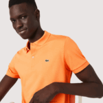 Lacoste פולו כותנה פימה בכושר רגיל DZ4D0D946 כתום npb גברים