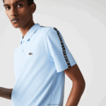 Lacoste פולו כותנה קל משקל עם רצועת אותיות DZ4D0D815 כחול hbp גברים
