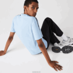 Lacoste פולו כותנה קל משקל עם רצועת אותיות DZ4D0D815 כחול hbp גברים - Image 3