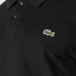 Lacoste פולו כותנה קל משקל עם רצועת אותיות DZ4D0D816 שחור 031 גברים - Image 5