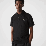 Lacoste פולו כותנה קל משקל עם רצועת אותיות DZ4D0D816 שחור 031 גברים