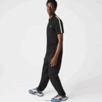 Lacoste פולו כותנה קל משקל עם רצועת אותיות DZ4D0D816 שחור 031 גברים - Image 6