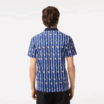 Lacoste פולו מודפס דו-גוני תנועה אקטיבית DZ4D0D4 לבן כחול כל גברים - Image 3