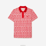 Lacoste פולו מודפס דו-גוני תנועה אקטיבית DZ4D0D3 ורוד אדום 9hy גברים - Image 4