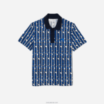 Lacoste פולו מודפס דו-גוני תנועה אקטיבית DZ4D0D4 לבן כחול כל גברים - Image 4