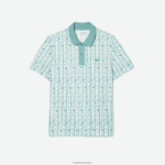 Lacoste פולו מודפס דו-גוני תנועה אקטיבית DZ4D0D5 ירוק בהיר cr5 גברים - Image 4