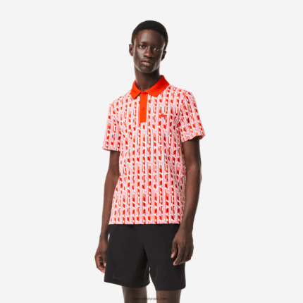 Lacoste פולו מודפס דו-גוני תנועה אקטיבית DZ4D0D3 ורוד אדום 9hy גברים