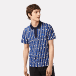 Lacoste פולו מודפס דו-גוני תנועה אקטיבית DZ4D0D4 לבן כחול כל גברים