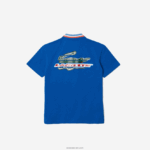 Lacoste פולו ממותג צווארון ניגודי DZ4D0D3033 כחול לבן et6 בנים - Image 2