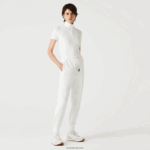 Lacoste פולו מצולע עם צווארון גבוה עם רוכסן DZ4D0D2524 לבן 70V נשים - Image 2